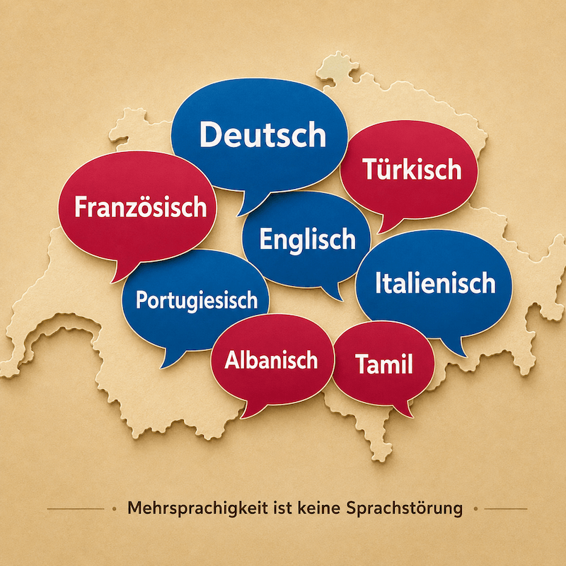 Schweiz-Karte mit Sprachblasen