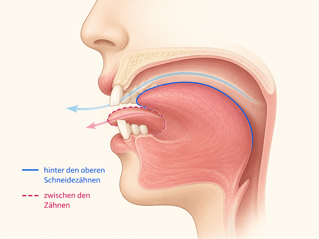 Nahaufnahme Mund / Zungenposition