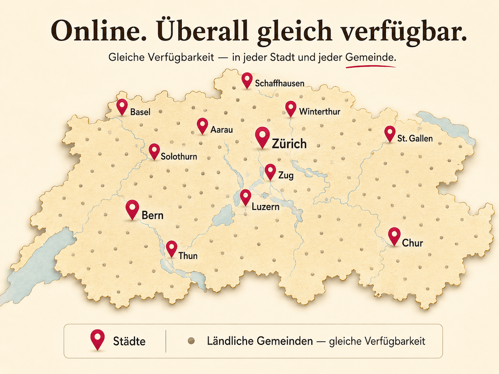 Karte Deutschschweiz mit Standort-Pins